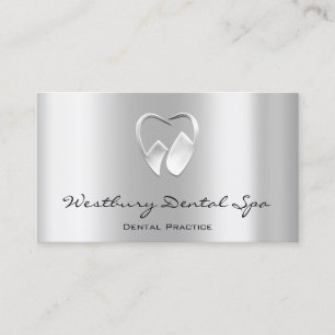 Cartão De Visita Logotipo do Dental Studio Smile Cinza Silver Metál