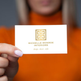 Cartão De Visita Logotipo do Designer de Chave Grego Elegante Doura