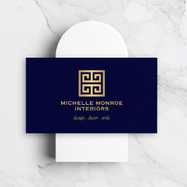 Cartão De Visita Logotipo do Designer de Chave Grego Elegante Doura