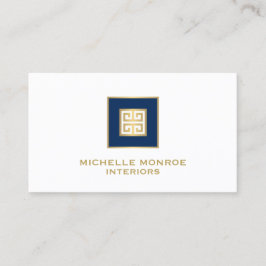 Cartão De Visita Logotipo do Designer de Chave Grego Moderno Dourad