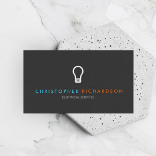 CARTÃO DE VISITA LOGOTIPO DO ELETRICISTA COM TEXTO AZUL &