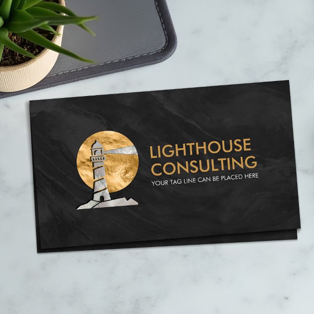 Cartão De Visita Logótipo do farol - ouro e pérolas (Criador carregado)