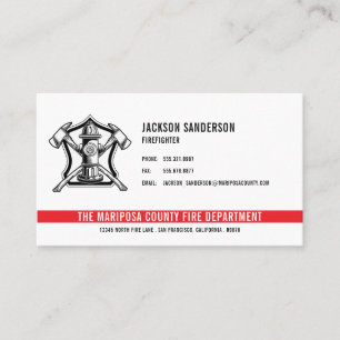 Cartão De Visita Logotipo do Funcionário do Departamento de Bombeir