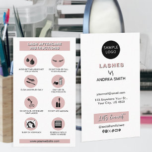 Cartão De Visita Logotipo do Guia de Pós-tratamento Simples Lash Co