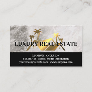 Cartão De Visita Logotipo do imóvel metálico do ouro Marble
