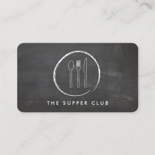 CARTÃO DE VISITA LOGOTIPO DO KNIFE CHALKBOARD FORK SPOON
