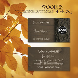 Cartão De Visita Logotipo do Latido da árvore Conselhos de madeira