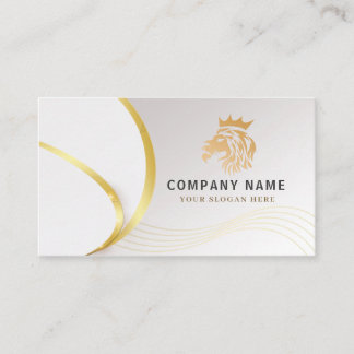 Cartão De Visita Logotipo do Leão Dourado Monogram Professional Gol