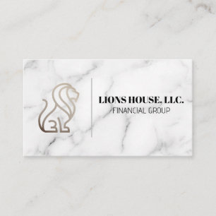 Cartão De Visita Logotipo do leão   Mármore branco