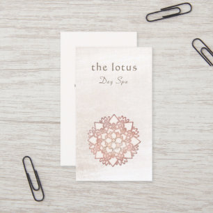 Cartão De Visita Logotipo do Lotus Dourado rosa Saúde e bem-estar h