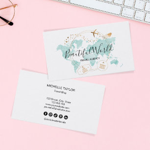 Cartão De Visita Logotipo do Map Mundial do Viagem Blog da Agência 