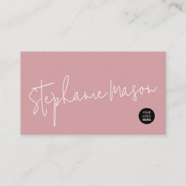 Cartão De Visita Logotipo do Modelo Minimalista Simples Pó Rosa