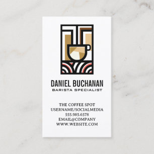 Cartão De Visita Logotipo do Modern Art Cafe Barista Restaurant