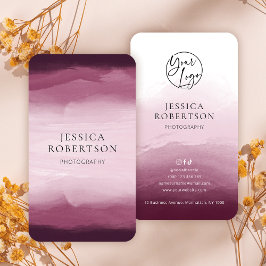 Cartão De Visita Logotipo do Modern Watercolor Red Burgundy Profess