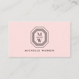 Cartão De Visita Logotipo do Monograma Empilhado Art Deco a Rosa