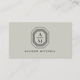 Cartão De Visita Logotipo do Monograma Empilhado Art Deco em Taupe