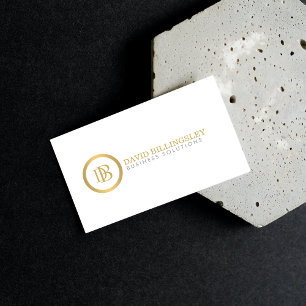 Cartão De Visita Logotipo do Monograma Profissional em Branco Doura