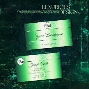 Cartão De Visita Logotipo do Monograma Shimmerald Green Spark Glitt