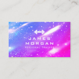 Cartão De Visita Logotipo do Personal Trainer Dumbbell Holográfico
