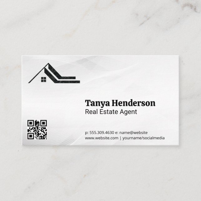 Cartão De Visita Logotipo do Realtor Moderno | Código QR (Frente)