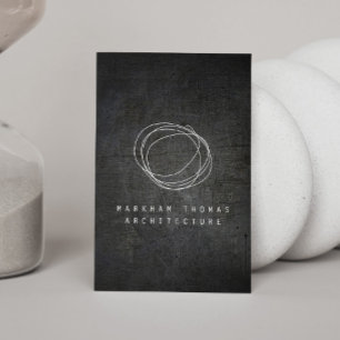 Cartão De Visita Logotipo do Scribble do desenhista no metal preto