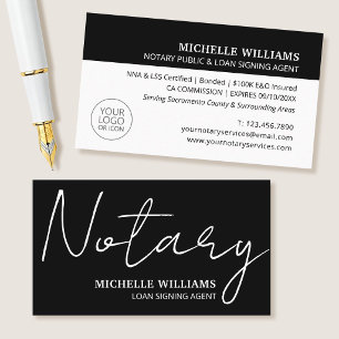 Cartão De Visita Logotipo do Script do Notário Agente de Assinatura