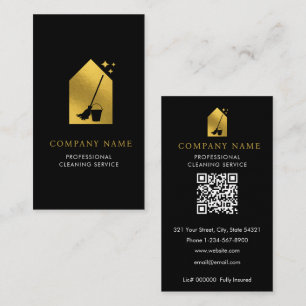 Cartão De Visita Logotipo do Serviço de Limpeza Moderna Código QR D