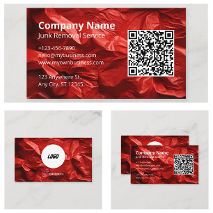 Cartão De Visita Logotipo do serviço de remoção de lixo vermelho