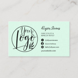 Cartão De Visita Logotipo do símbolo qr da maquiagem do cabelo verd