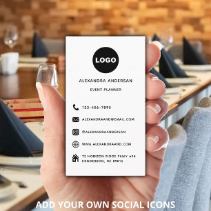 Cartão De Visita Logotipo do site de mídia social branco-preto míni