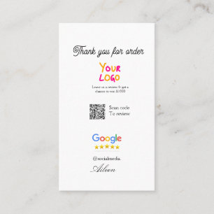 Cartão De Visita logotipo do site de revisão do Google scanear códi