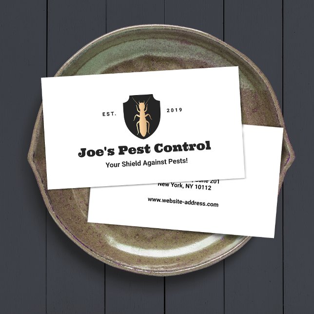 Cartão De Visita Logotipo do Termite Pest Control Shield (Criador carregado)
