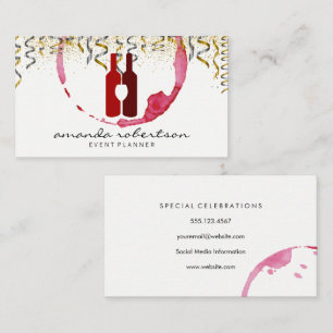 Cartão De Visita Logotipo do vinho   Partido Confetti