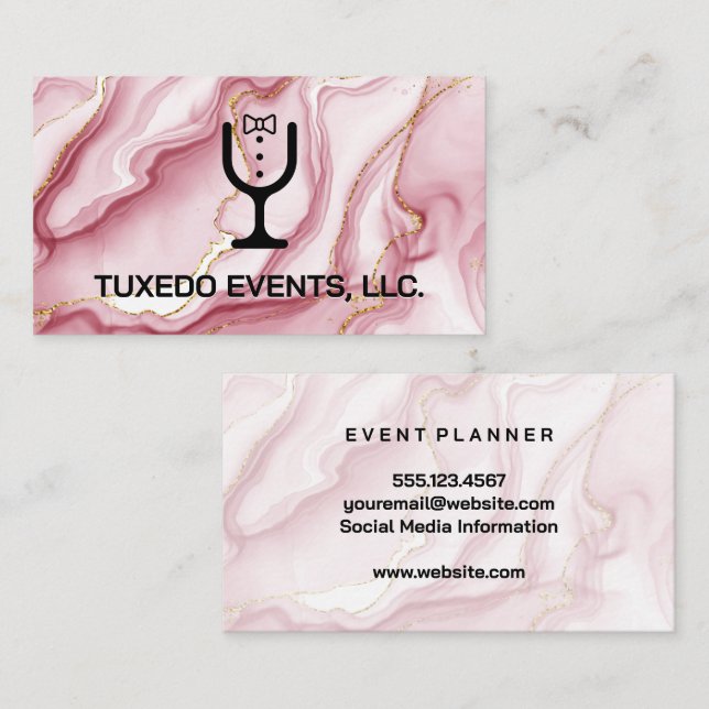 Cartão De Visita Logotipo do Vinho Tuxedo | Catering (Frente/Verso)