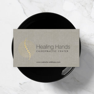 Cartão De Visita Logotipo dos círculos Dourados da Abstrato quiropr