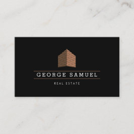 Cartão De Visita Logotipo Dourado Abstrato Moderno para Casa Corret