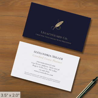 Cartão De Visita Logotipo Dourado azul do marinho