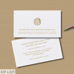 Cartão De Visita Logotipo Dourado branco moderno simples