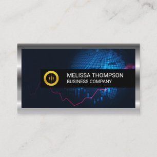 Cartão De Visita Logotipo Dourado de ações  Inclinação Preta  G