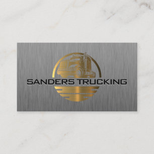 Cartão De Visita Logotipo Dourado de caminhão metálico   Esmagament