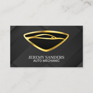 Cartão De Visita Logotipo Dourado de Carro   Serviços Automotivos