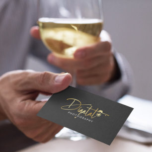 Cartão De Visita logotipo Dourado de fotografia digital tipografia 