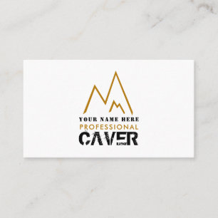 Cartão De Visita Logotipo Dourado de montanha, Explorador de Cavern