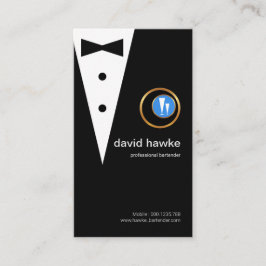 Cartão De Visita Logotipo Dourado do barman do Boutonniere do