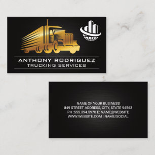 Cartão De Visita Logotipo Dourado do caminhão   Logotipo global cor