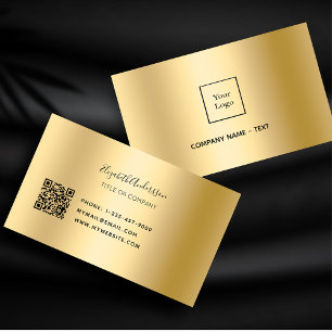 Cartão De Visita logotipo Dourado do código qr
