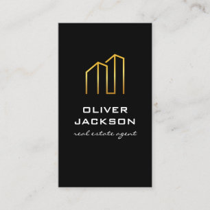 Cartão De Visita Logotipo Dourado do edifício Imóveis