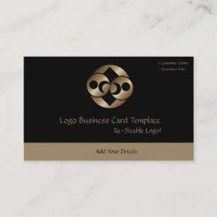 Cartão De Visita Logotipo Dourado e preto da Lua Planeta