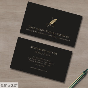 Cartão De Visita Logotipo Dourado Elegante Quill