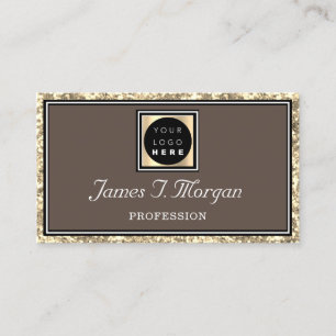 Cartão De Visita Logotipo Dourado Glitter Profissional - Café esfol